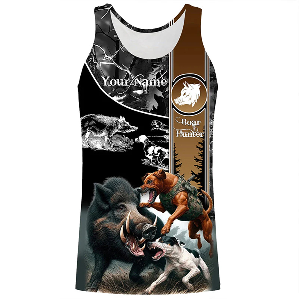 Outdoor Hunting Names - Personalisiertes Wildschweinjäger-Tanktop mit 3D-Druck, ärmellose Shirts
