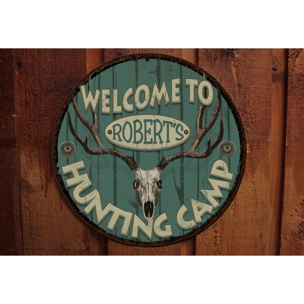 Outdoor Hunting Names - 1 Stück Anpassbare Runde Jagdcamp-Metallplakette, Personalisierter