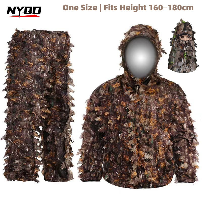 Ghillie Suit Woodland - 3D Blatt-Tarnanzug Jagd-Tarnkleidung Woodland Camo Outfit