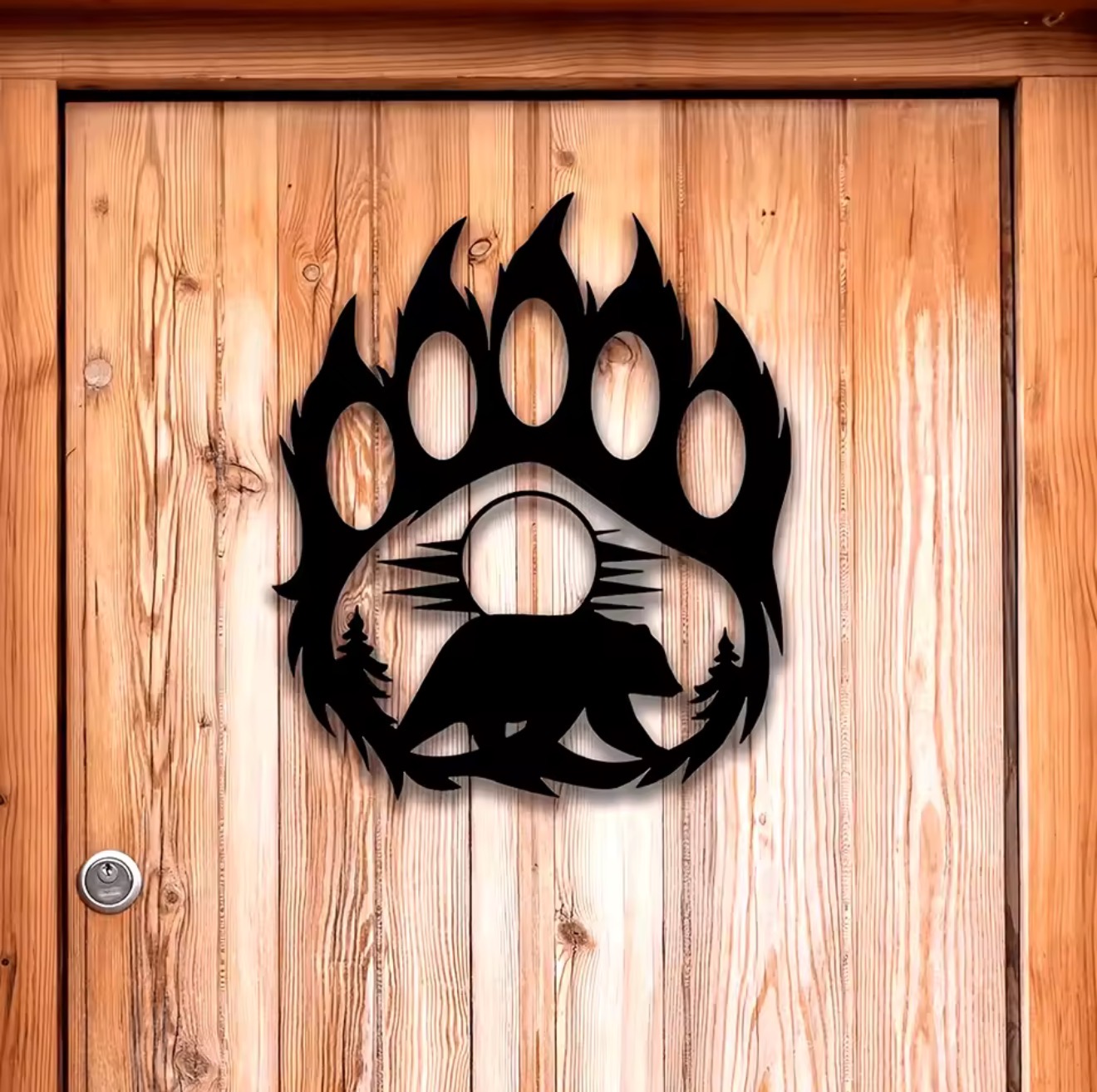 Hunting Outdoor Decor - Rustikale Metall-Bärenpfoten-Wandkunst für Innen- und Außendekoration,