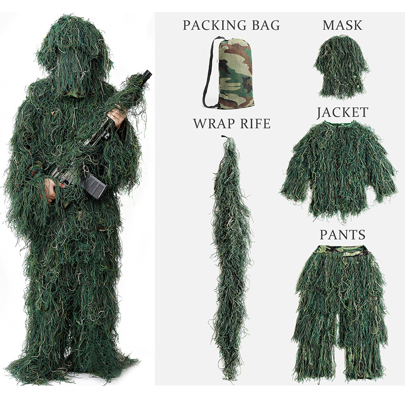 5Pcs Erwachsene Ghillie Anzug  – Ghillie Suit Woodland Bewertung und Preis